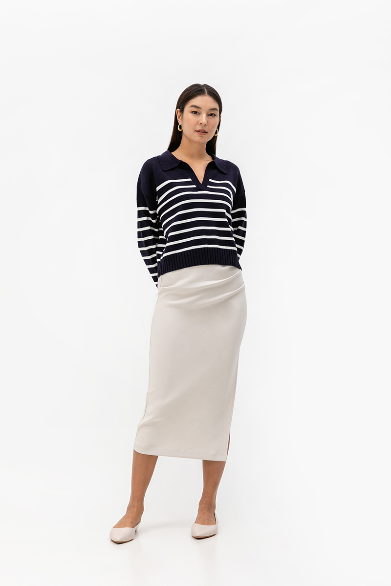 KEITH STRIPED COLLARED SWEATER