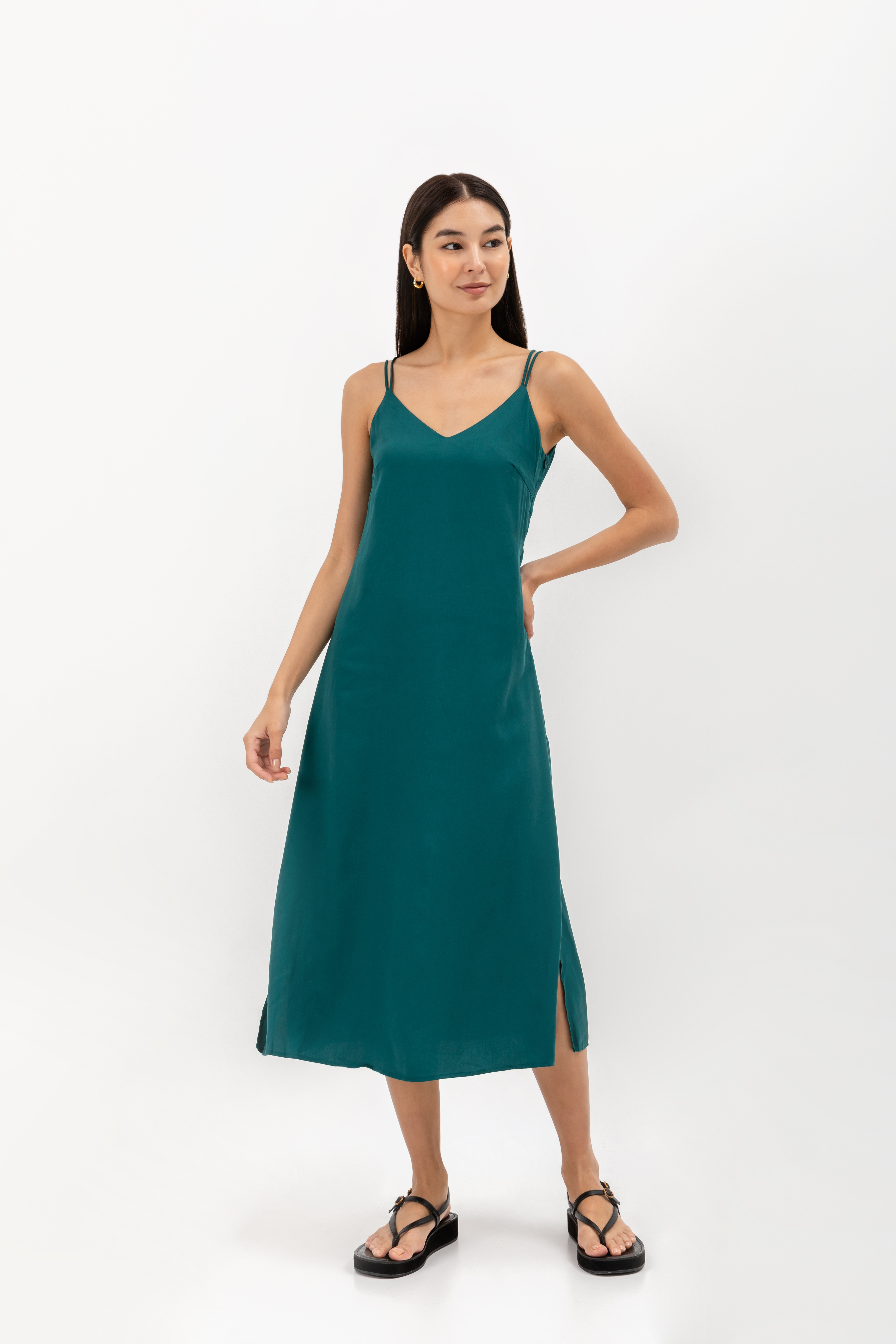 MACIE STRAPPY BACK TENCEL MIDI DRESS