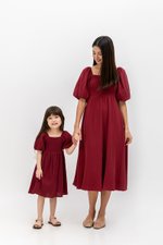 CASIE PUFF SLEEVE SMOCKED MIDI DRESS