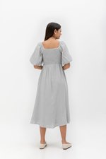 CASIE PUFF SLEEVE SMOCKED MIDI DRESS