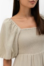 CASIE PUFF SLEEVE SMOCKED MIDI DRESS