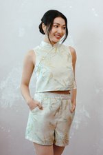 LAUREL SPARROW JACQUARD CHEONGSAM TOP