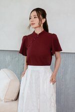 KENDALL FLUTTER SLEEVE CHEONGSAM TOP KENDALL FLUTTER SLEEVE CHEONGSAM TOP