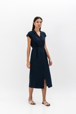 AISLING TEXTURED BUTTONDOWN MIDI SHIRT DRESS