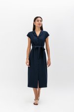 AISLING TEXTURED BUTTONDOWN MIDI SHIRT DRESS