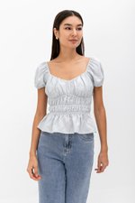 CLEMENTINE RUCHED PEPLUM TOP