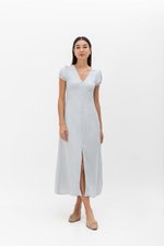 KAISLEY PUFF SLEEVE BUTTON LINEN DRESS