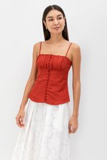 YASMINE RUCHED CAMI LINEN TOP