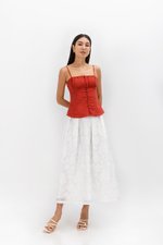 YASMINE RUCHED CAMI LINEN TOP