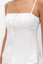 YASMINE RUCHED CAMI LINEN TOP