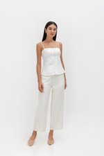 YASMINE RUCHED CAMI LINEN TOP