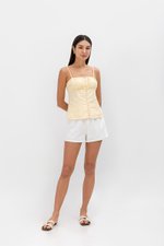 YASMINE RUCHED CAMI LINEN TOP