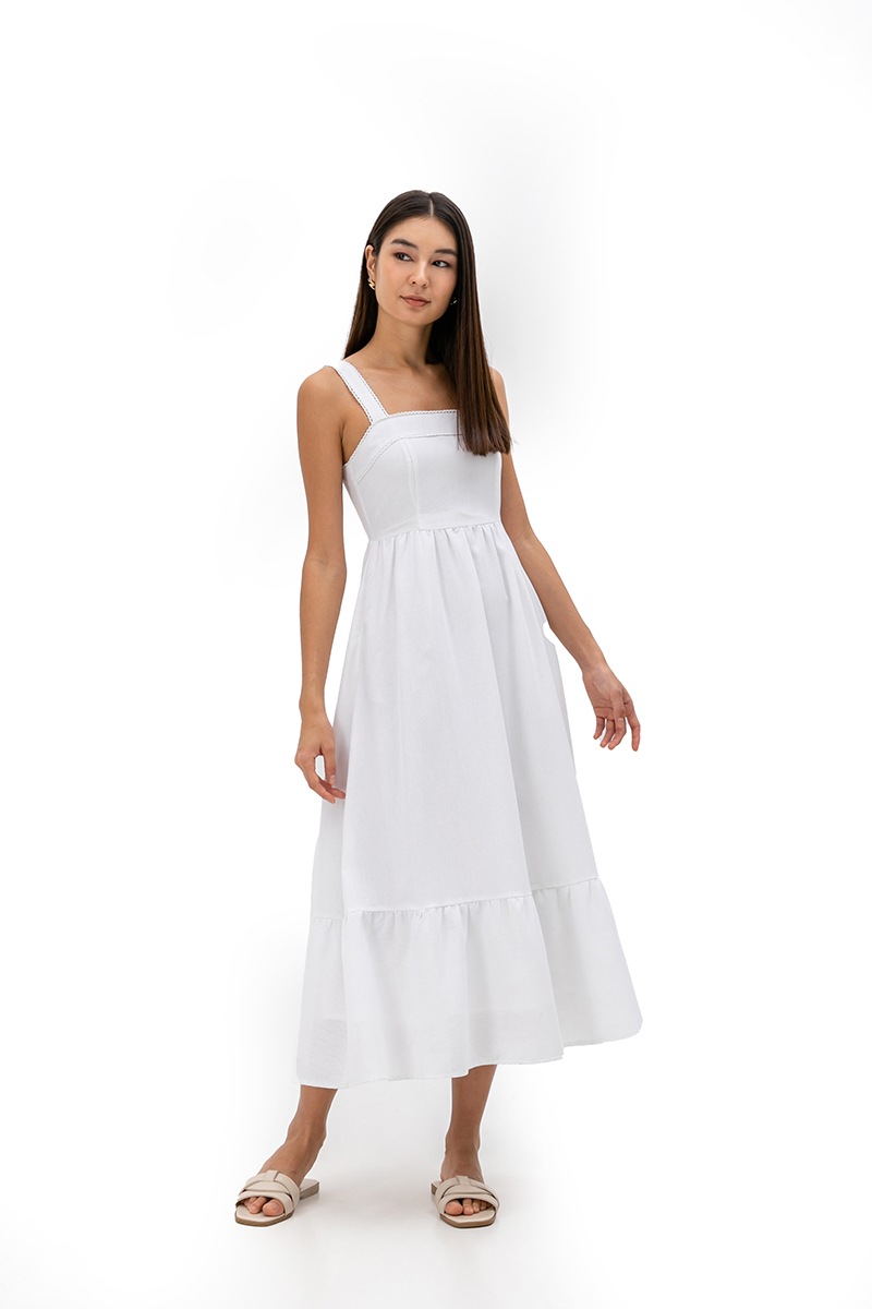 ODETTE LACE TRIM MIDI DRESS