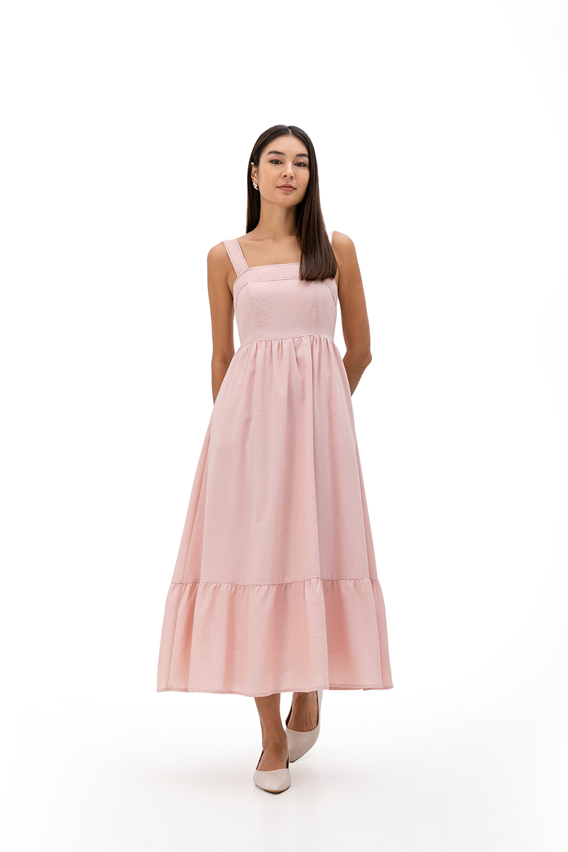 ODETTE LACE TRIM MIDI DRESS