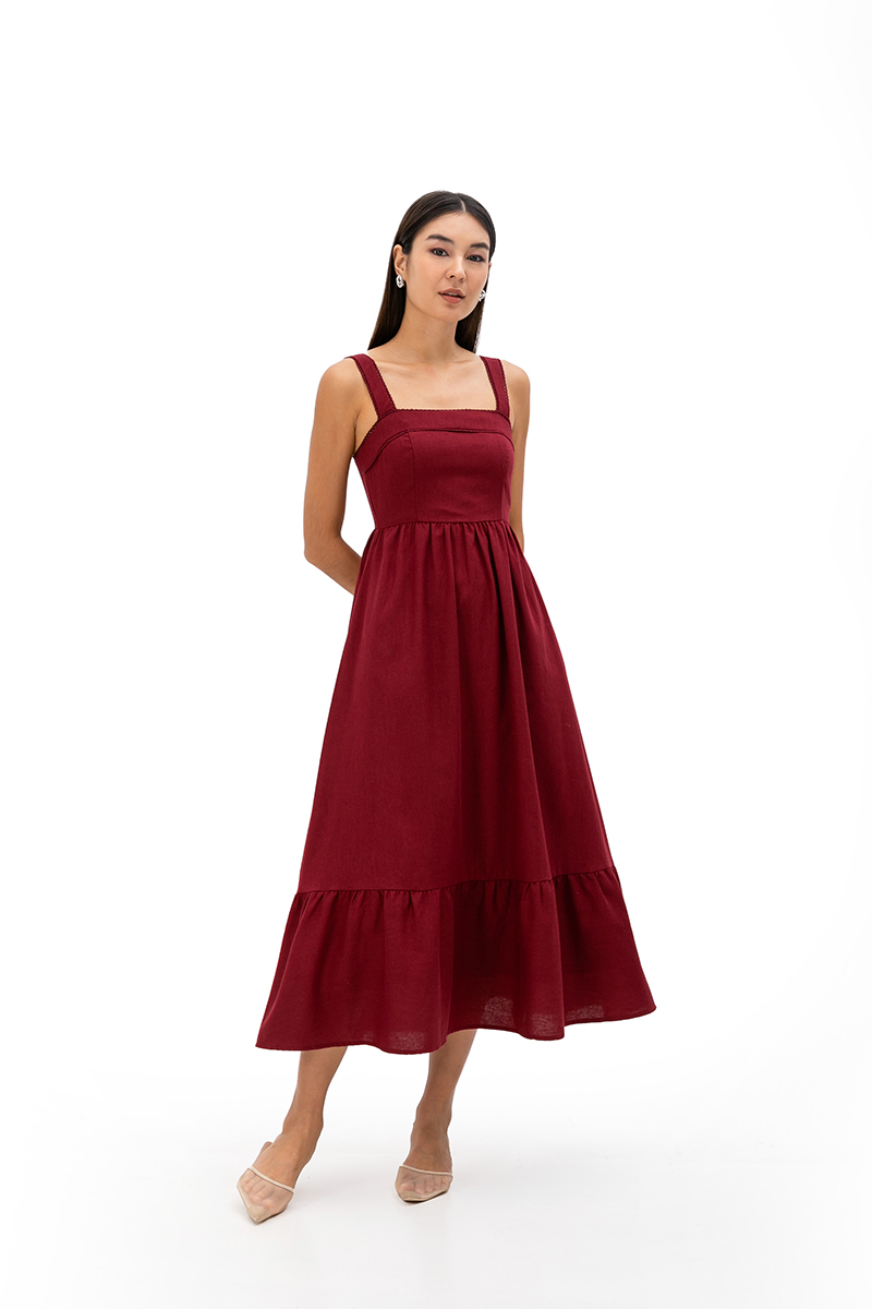 ODETTE LACE TRIM MIDI DRESS