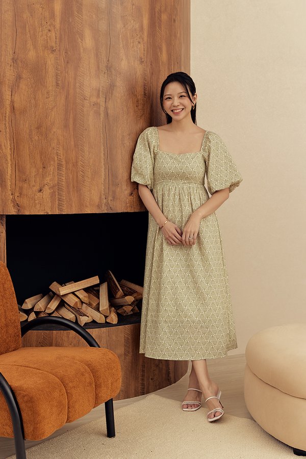 KHARI PRINTED PUFF SLEEVE DRESS