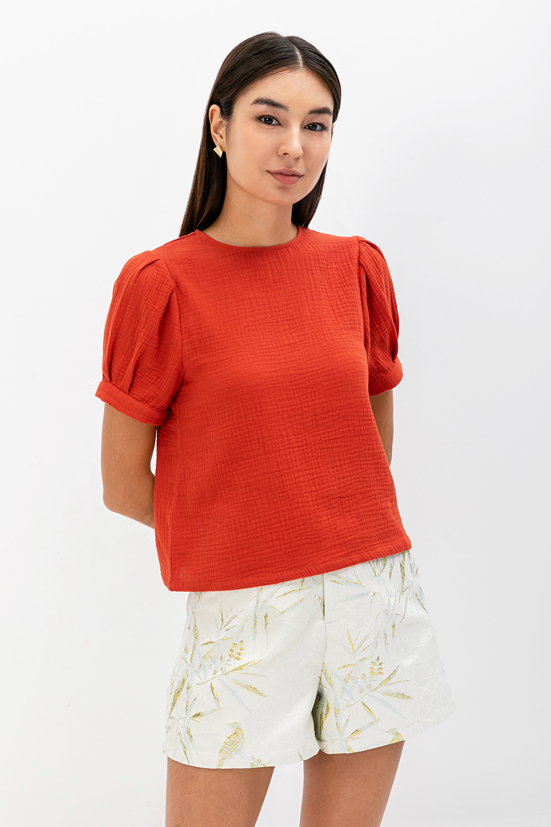 ELISABETTA COTTON PUFF SLEEVE TOP