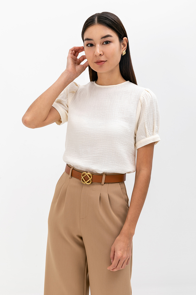 ELISABETTA COTTON PUFF SLEEVE TOP