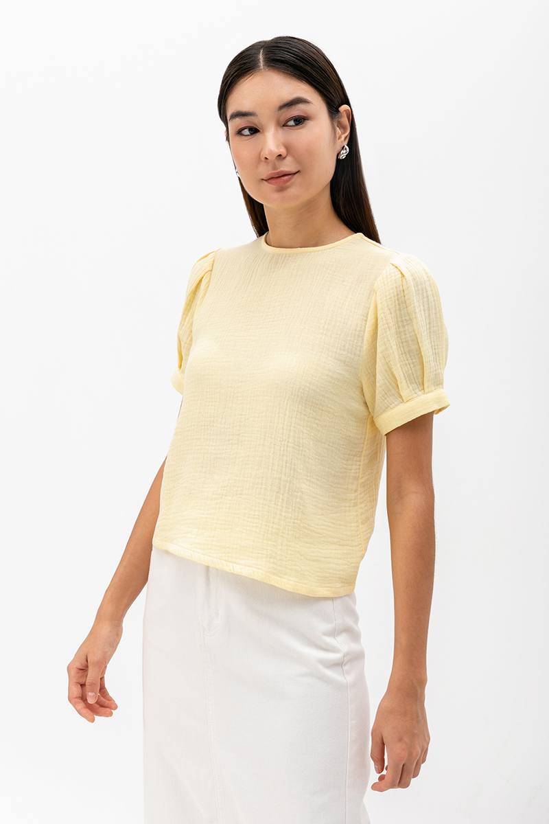 ELISABETTA COTTON PUFF SLEEVE TOP