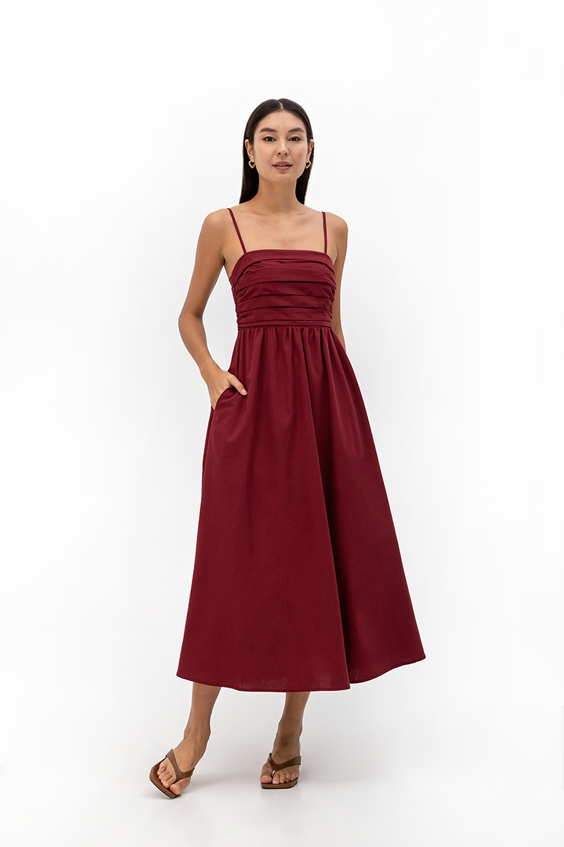 KIEVA PLEATED CHEST CAMISOLE MAXI DRESS