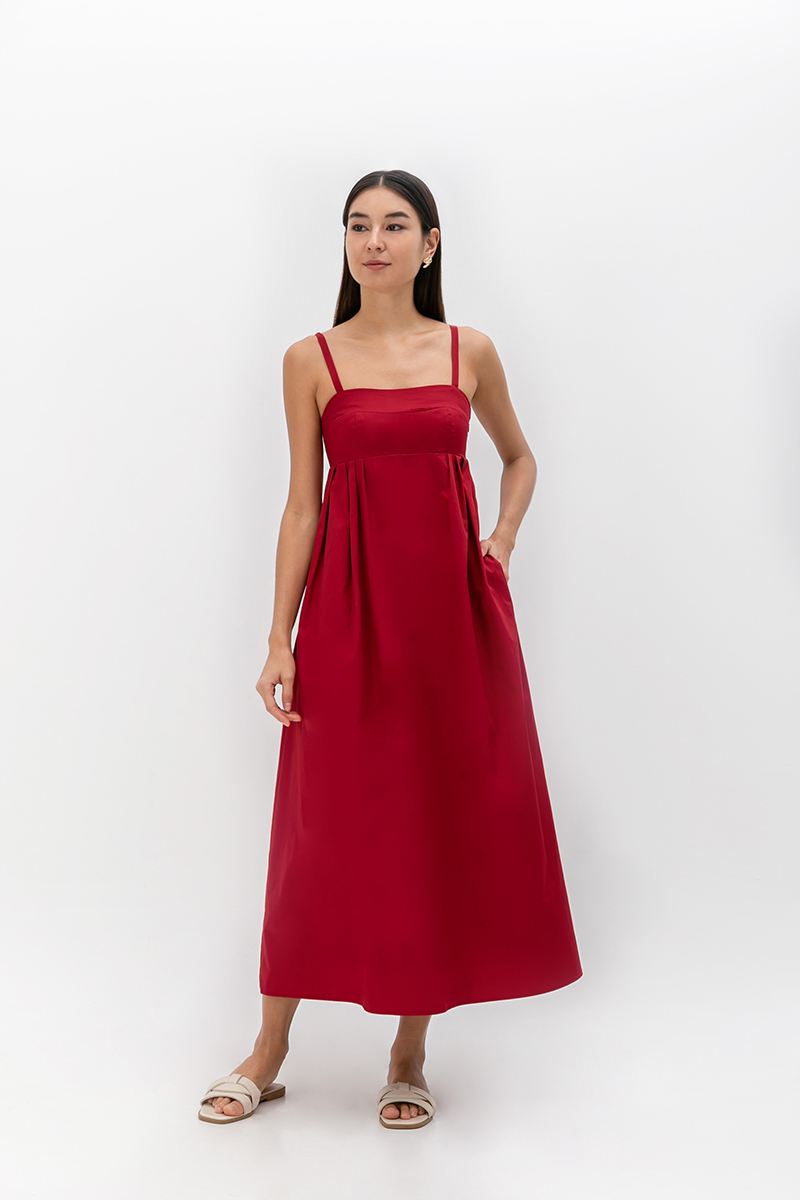 KAMILAH PLEATED CAMISOLE MAXI DRESS