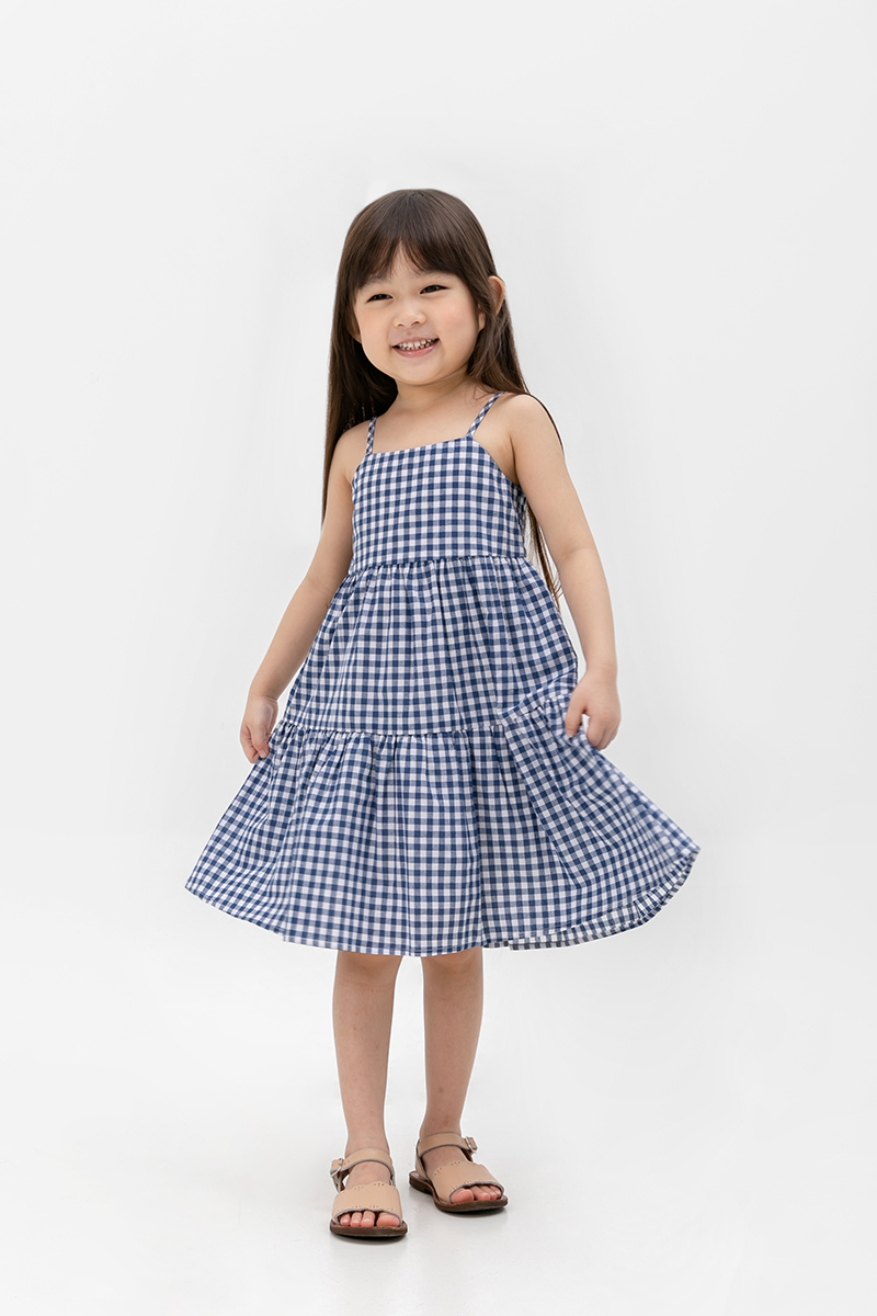 SOREN CHECKERED KIDS CAMI DRESS