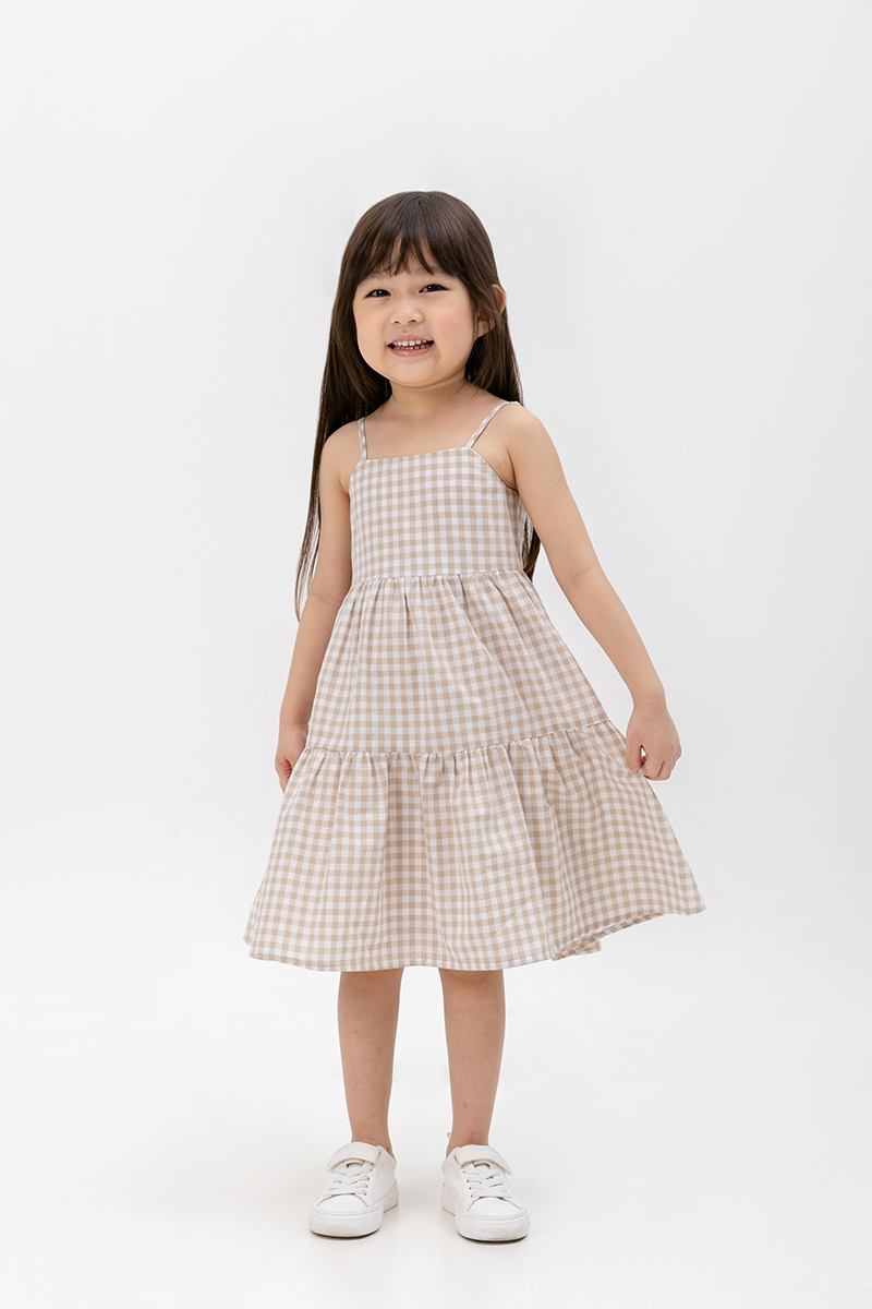 SOREN CHECKERED KIDS CAMI DRESS