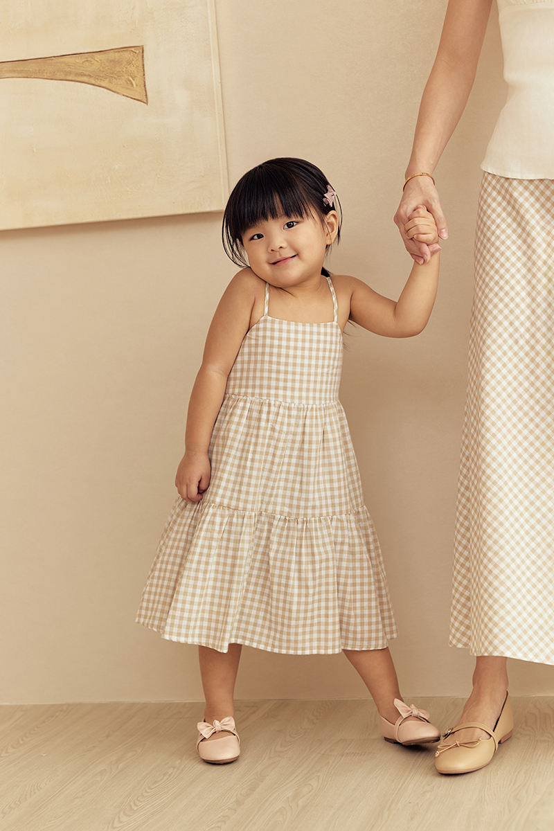 SOREN CHECKERED KIDS CAMI DRESS