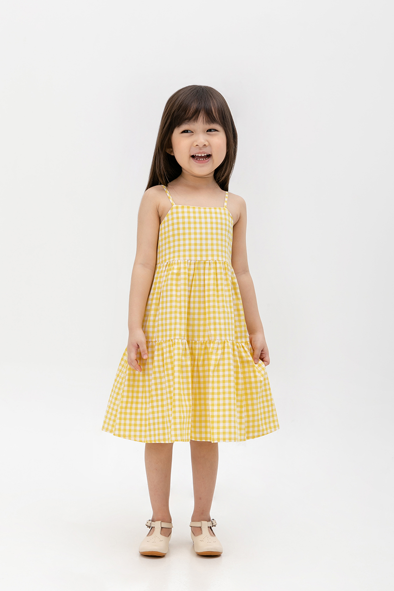 SOREN CHECKERED KIDS CAMI DRESS