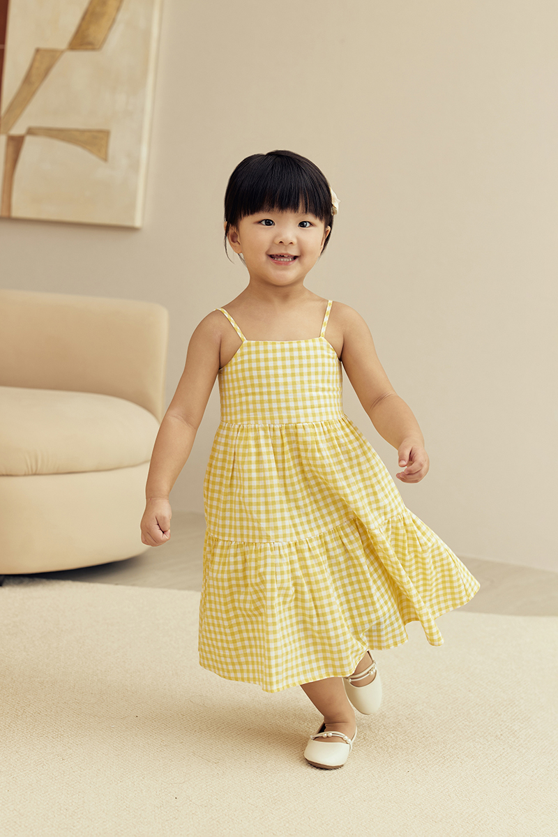 SOREN CHECKERED KIDS CAMI DRESS