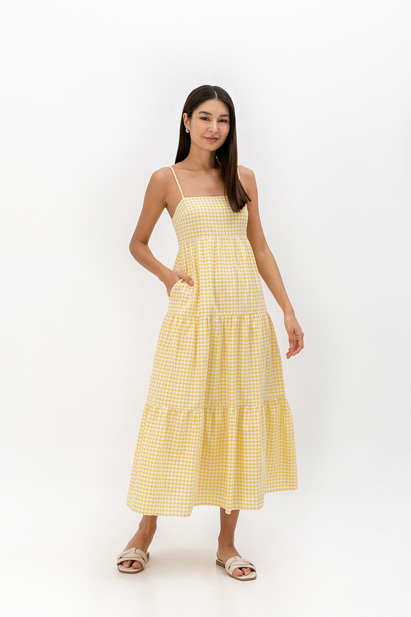 LUCIA CHECKERED TIERED DRESS