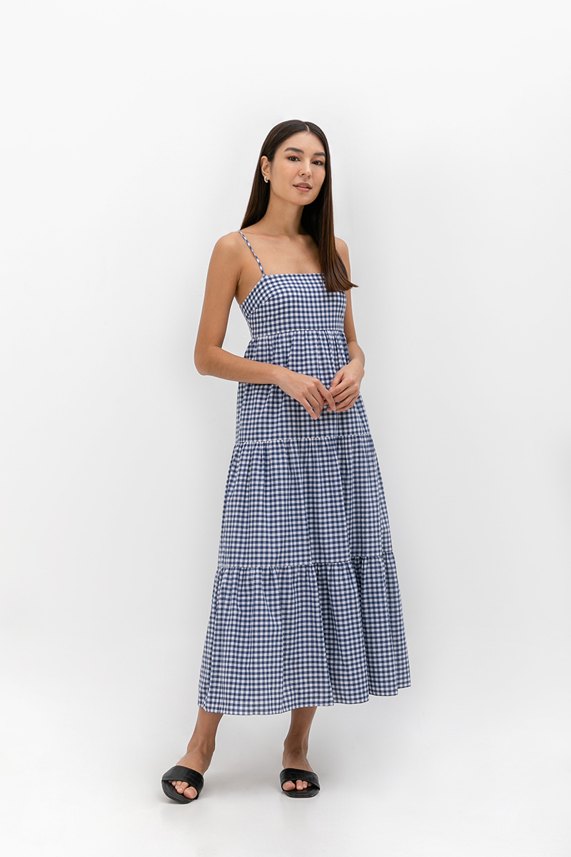 LUCIA CHECKERED TIERED DRESS