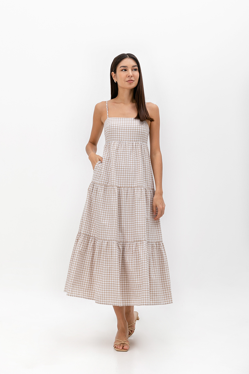 LUCIA CHECKERED TIERED DRESS