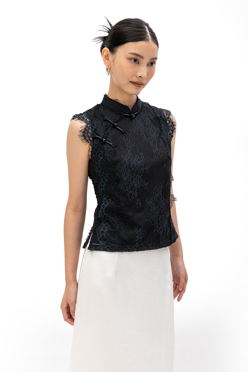 KERINA MESH LACE CHEONGSAM TOP