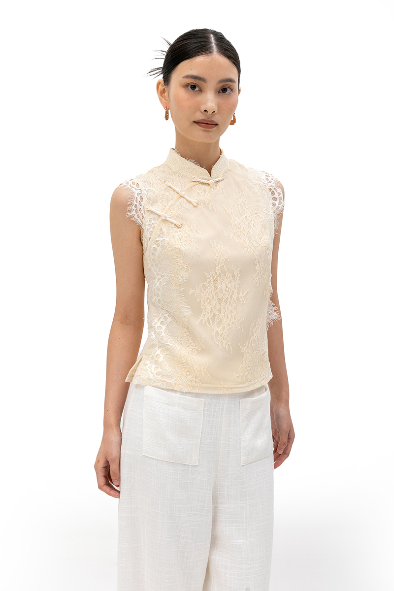 KERINA MESH LACE CHEONGSAM TOP