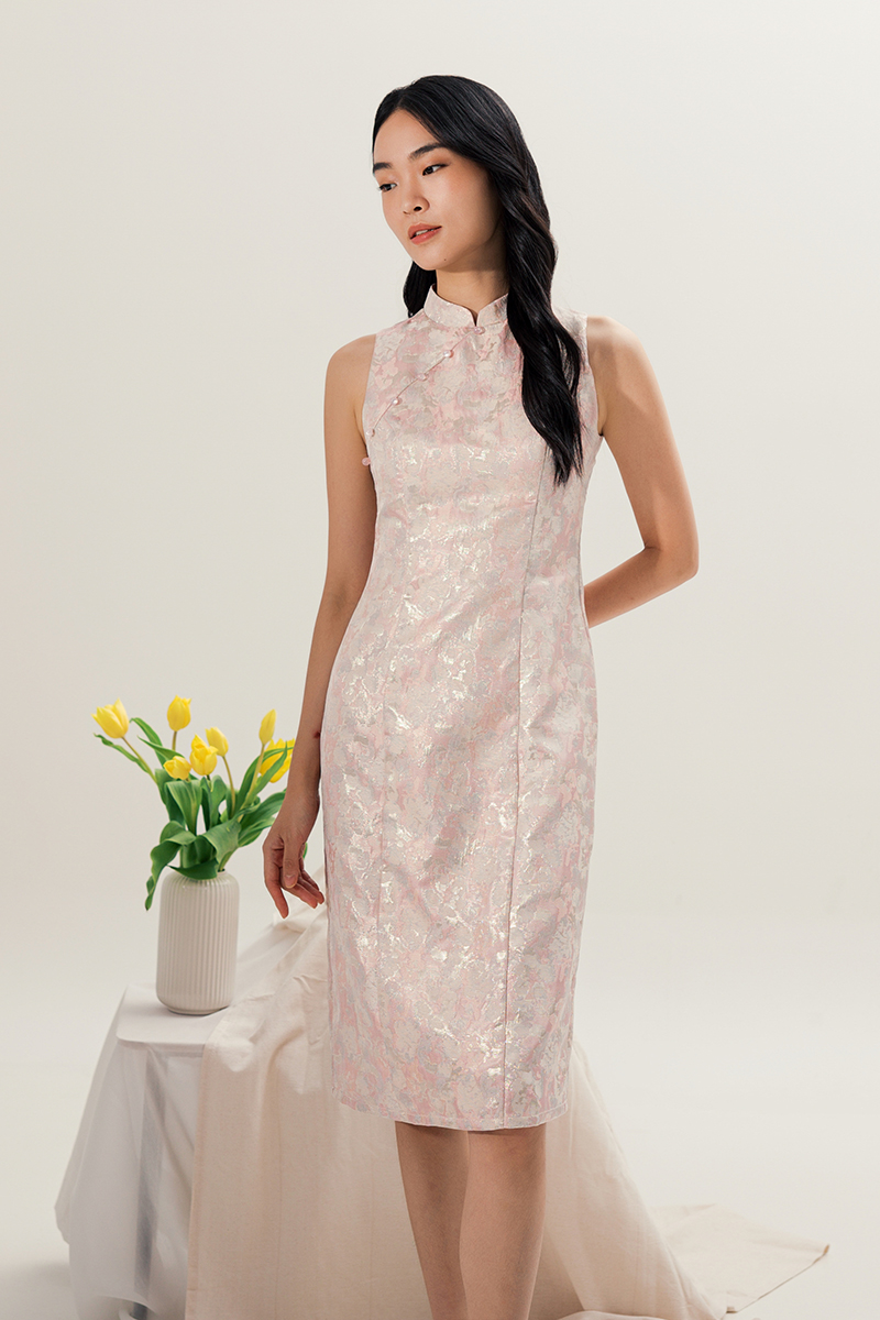 HALCYON ABSTRACT JACQUARD CHEONGSAM