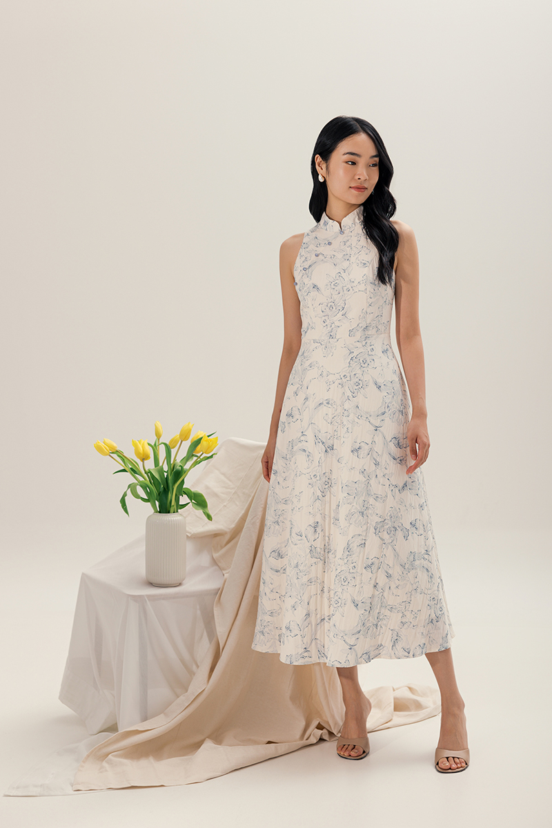 ORIENTAL LILIES CHEONGSAM DRESS