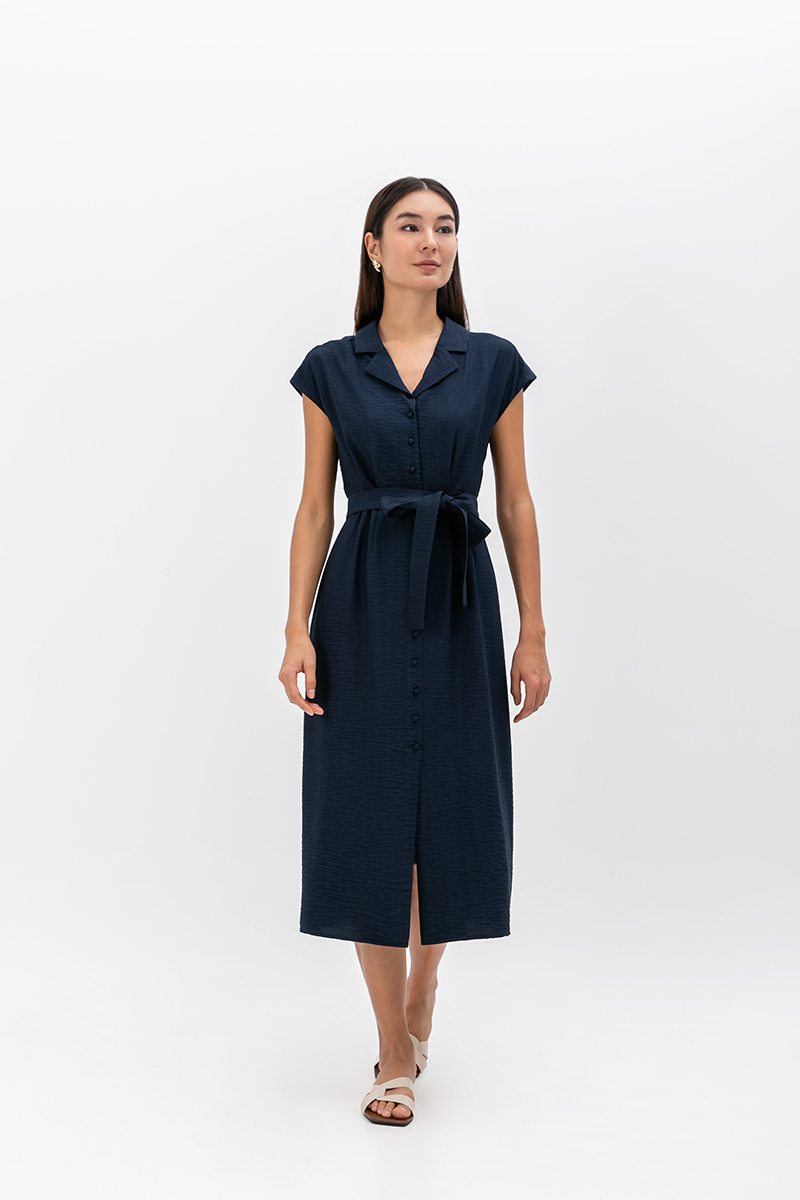 AISLING TEXTURED BUTTONDOWN MIDI SHIRT DRESS