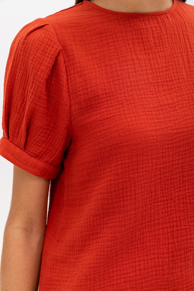 ELISABETTA COTTON PUFF SLEEVE TOP