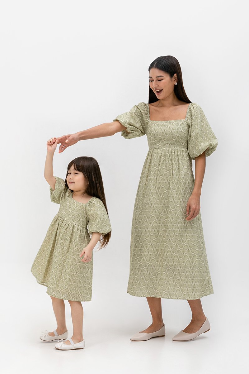 KHARI PRINTED PUFF SLEEVE DRESS
