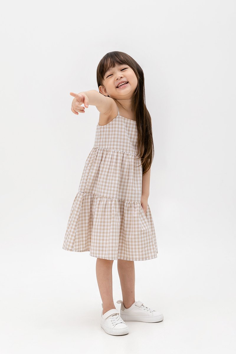 SOREN CHECKERED KIDS CAMI DRESS