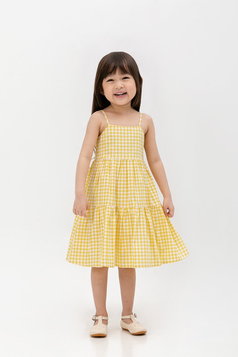 SOREN CHECKERED KIDS CAMI DRESS