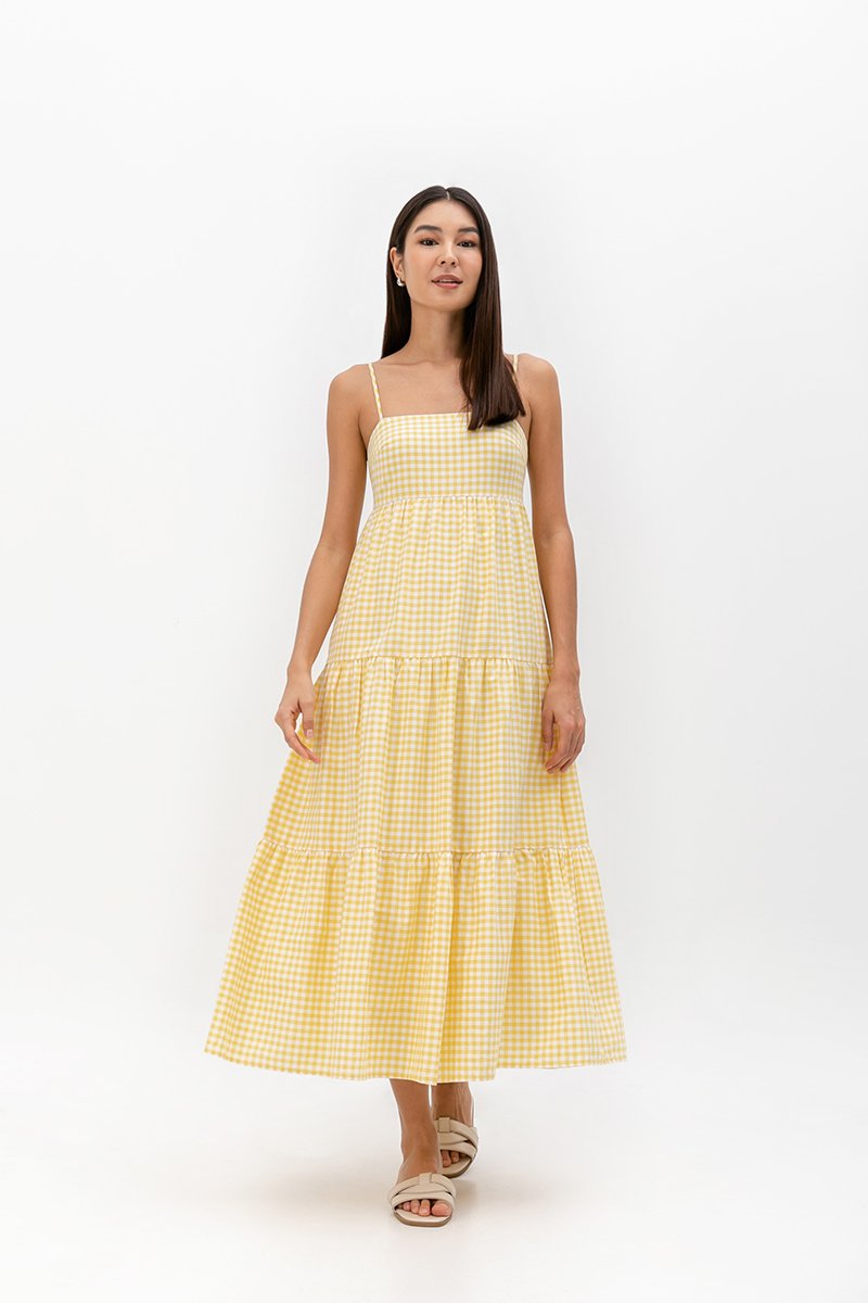 LUCIA CHECKERED TIERED DRESS