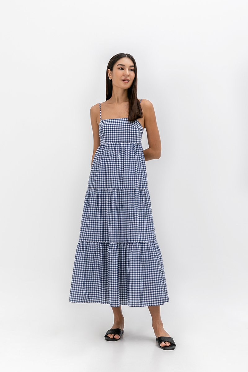 LUCIA CHECKERED TIERED DRESS