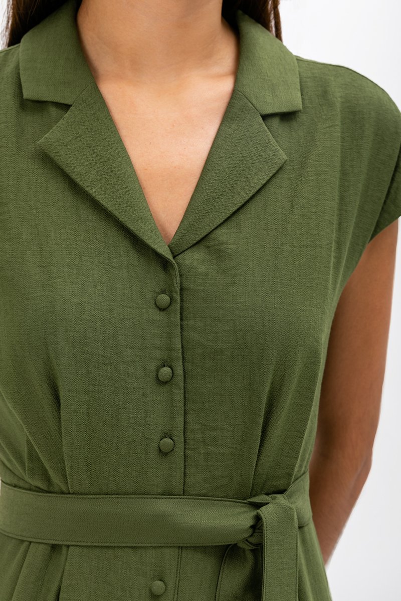 AISLING TEXTURED BUTTONDOWN MIDI SHIRT DRESS