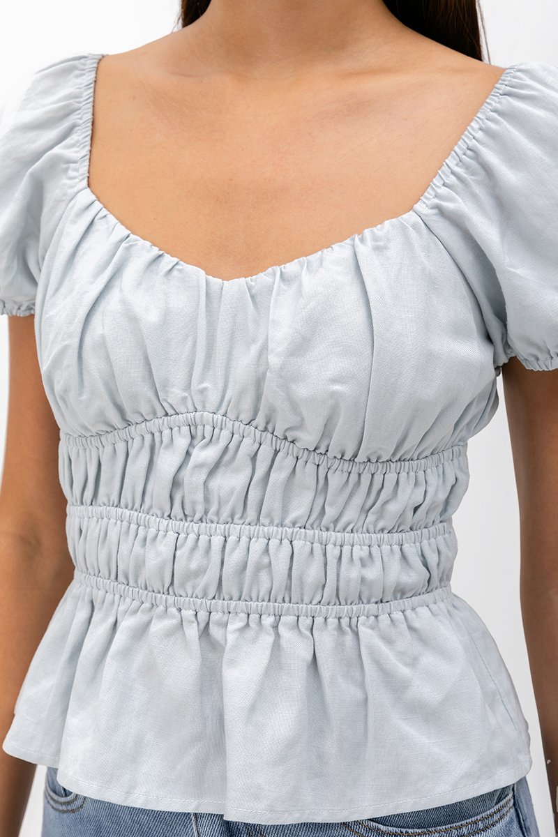 CLEMENTINE RUCHED PEPLUM TOP