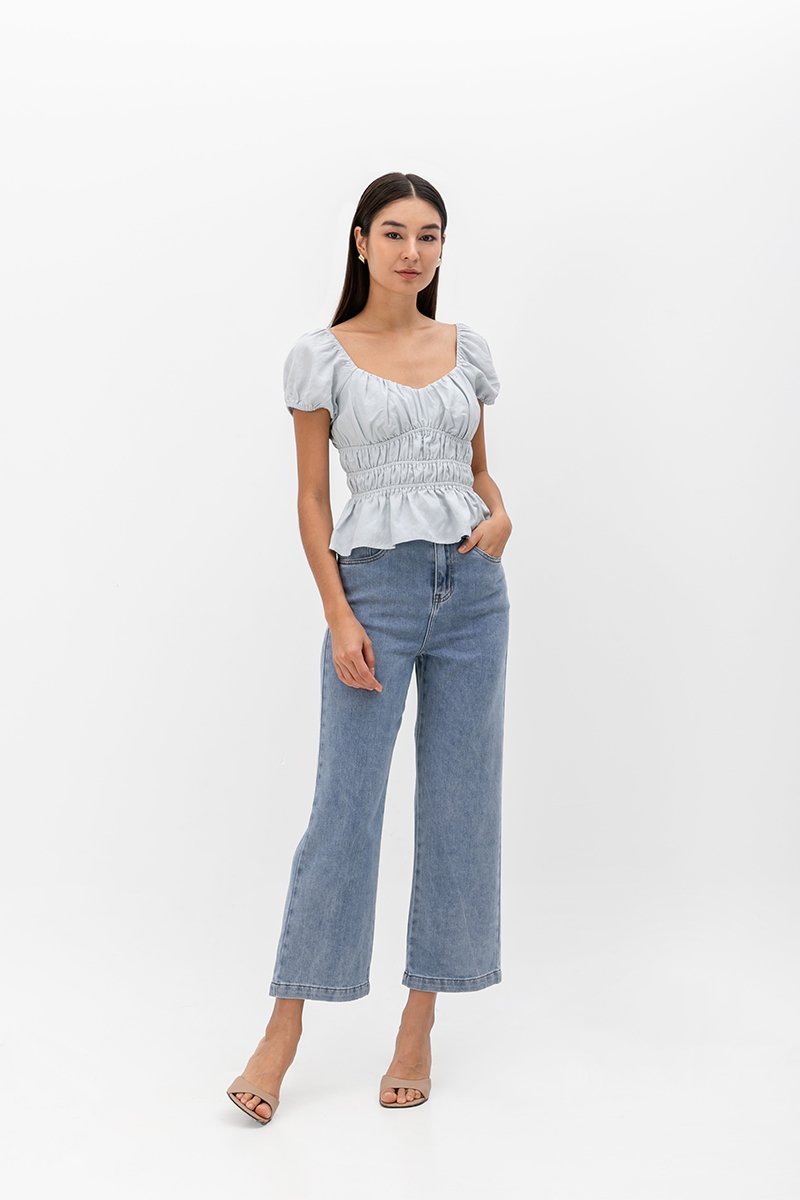 CLEMENTINE RUCHED PEPLUM TOP