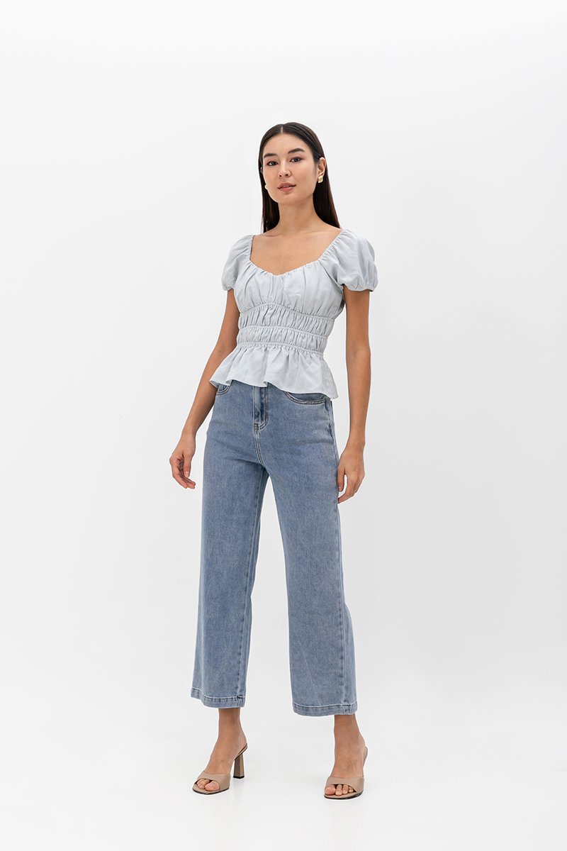 CLEMENTINE RUCHED PEPLUM TOP