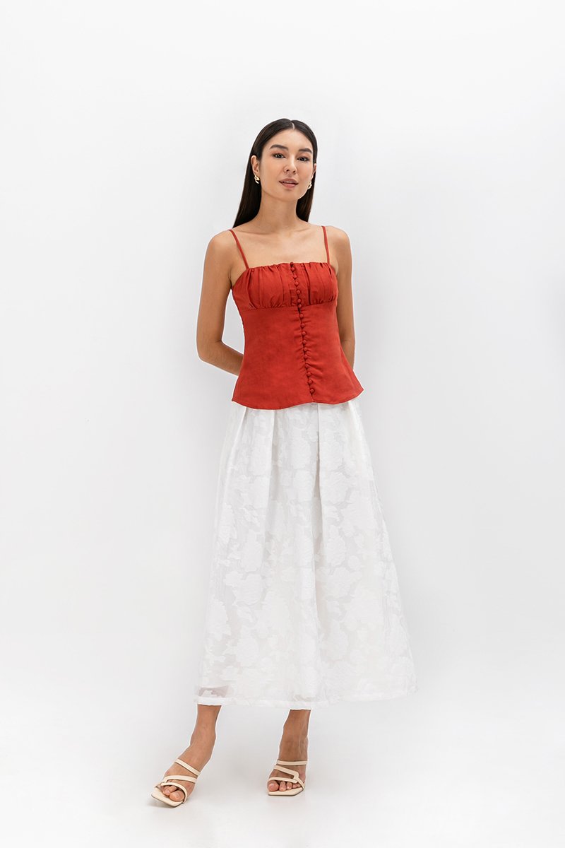 YASMINE RUCHED CAMI LINEN TOP