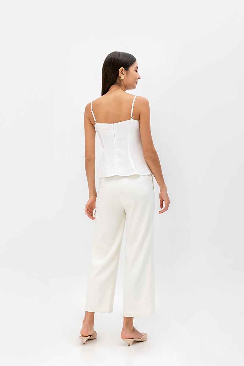 YASMINE RUCHED CAMI LINEN TOP